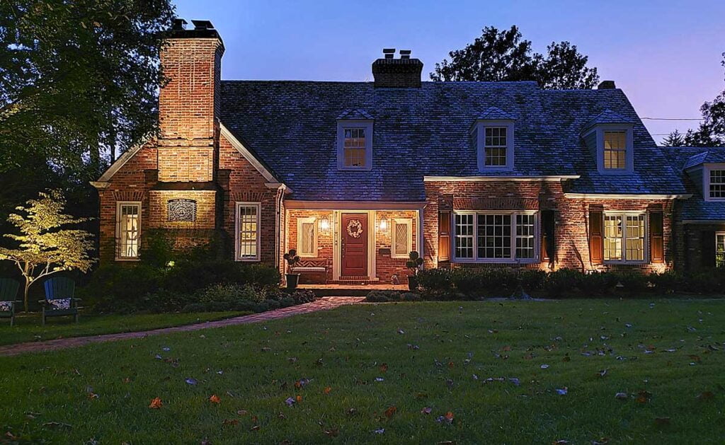 House with nice-looking landscape lighting