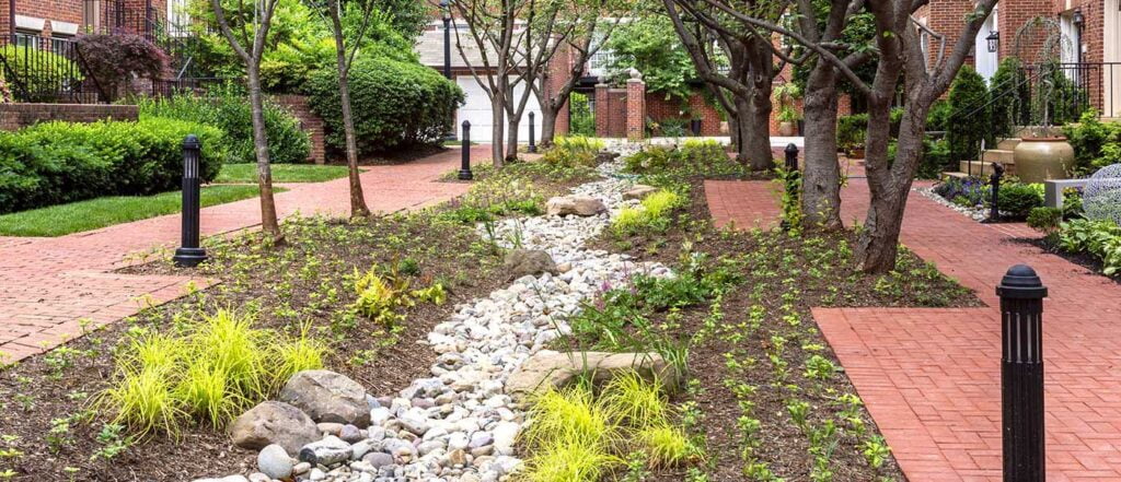 property with water management drainage
