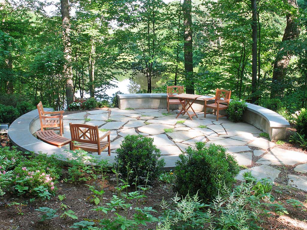 A Natural and elegant outdoor patio with seating area