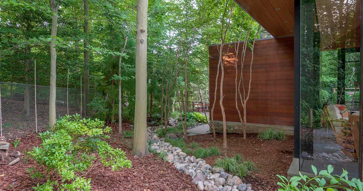 Elegant landscaping of modern home