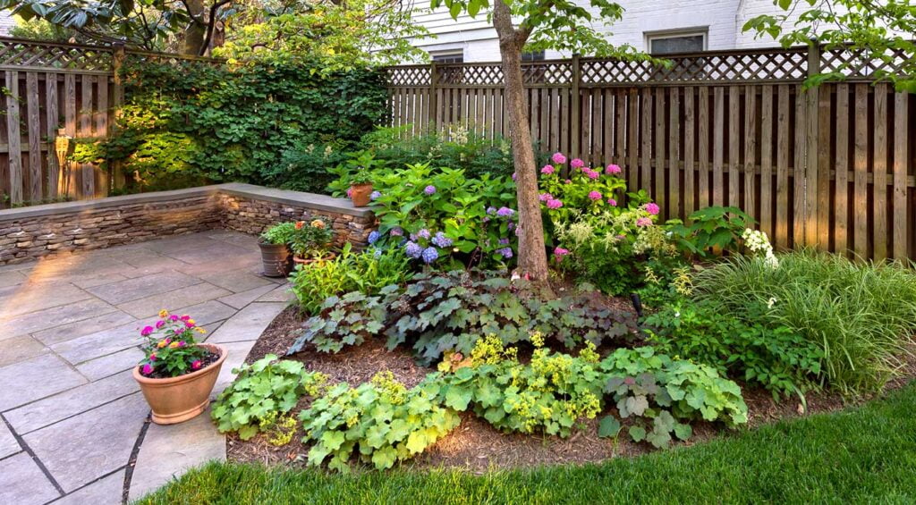 Seasonal plantings in a residential setting