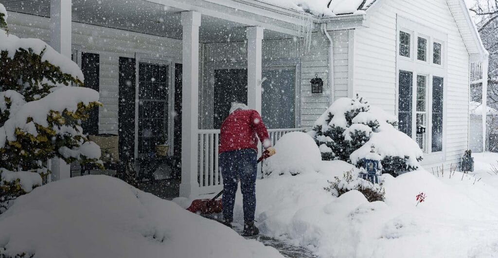 Man shoveling snow