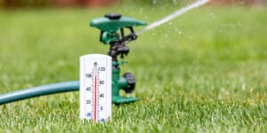 Sprinkler and thermometer
